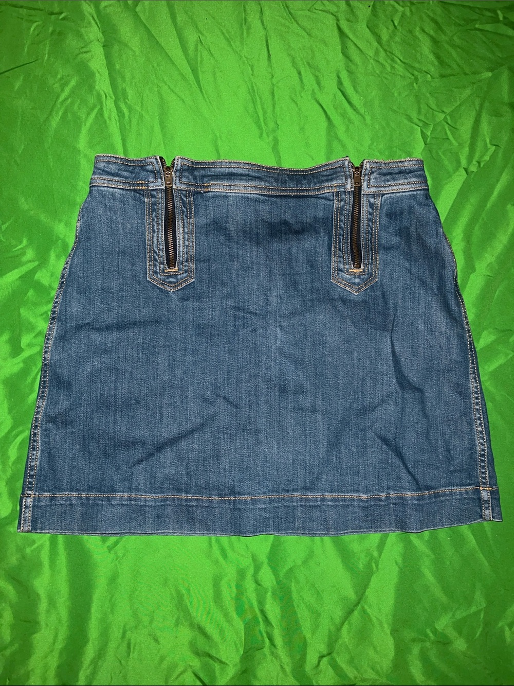 Pilcro and the Letterpress Dark Blue Denim Mini Skirt with Front Zippers size 12